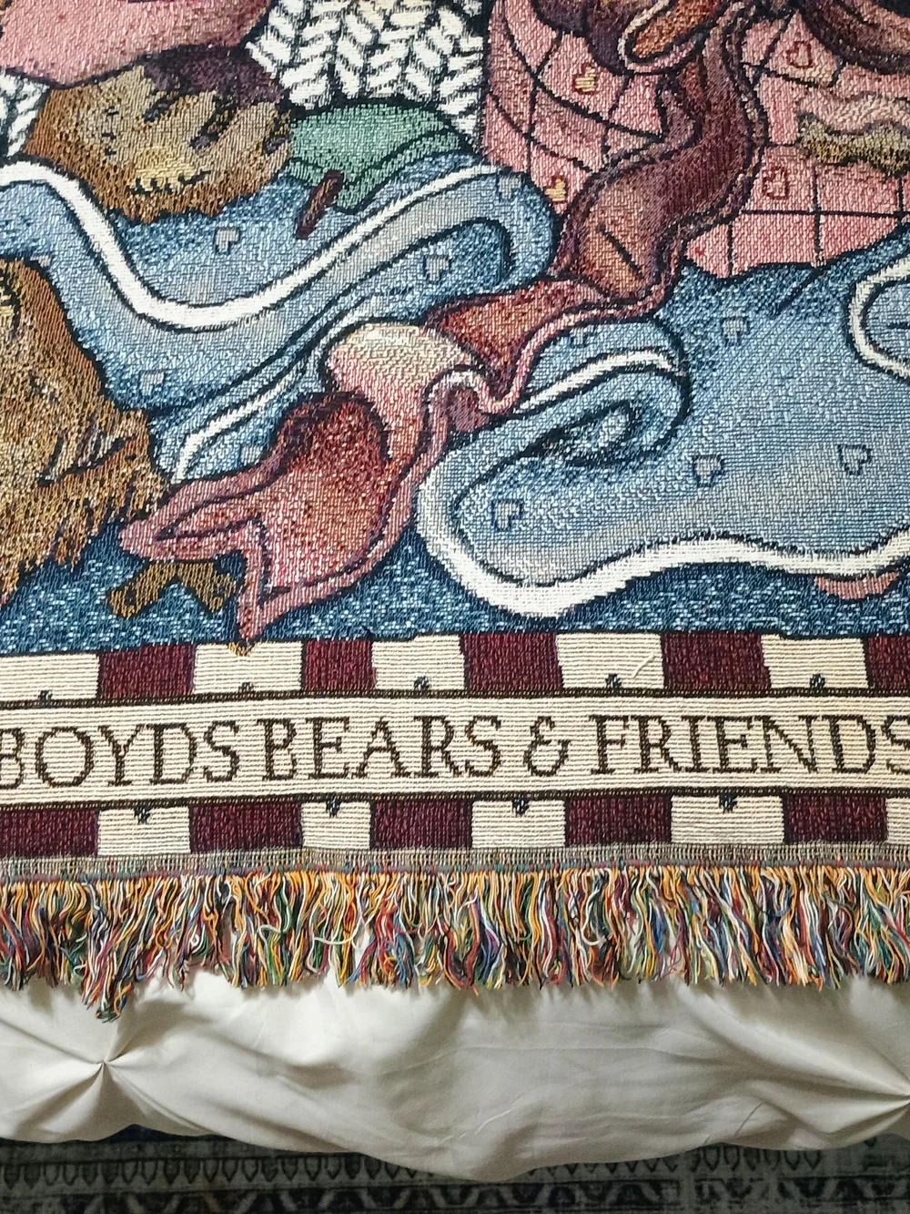 Boyds Bears Pink Blue Cream Teddy Bear Love Throw Blanket